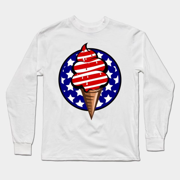 Stars and stripes USA Ice Cream Long Sleeve T-Shirt by mailboxdisco